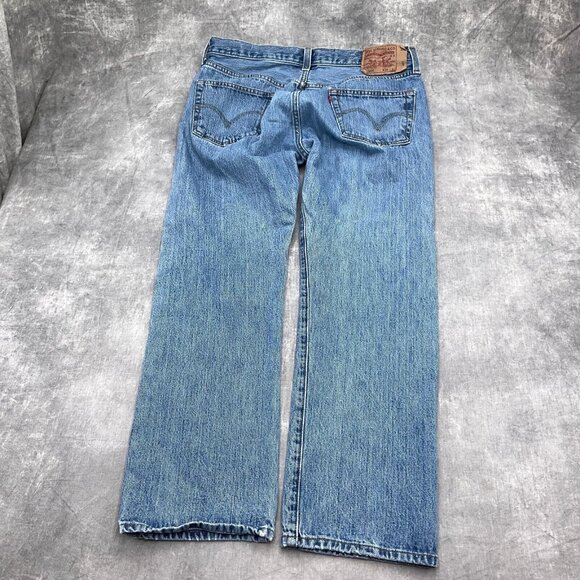 Levis 501 Jeans Men 36W 30L XX Blue Button Fly Straight Leg Black Bat Wing‎ - Picture 11 of 14